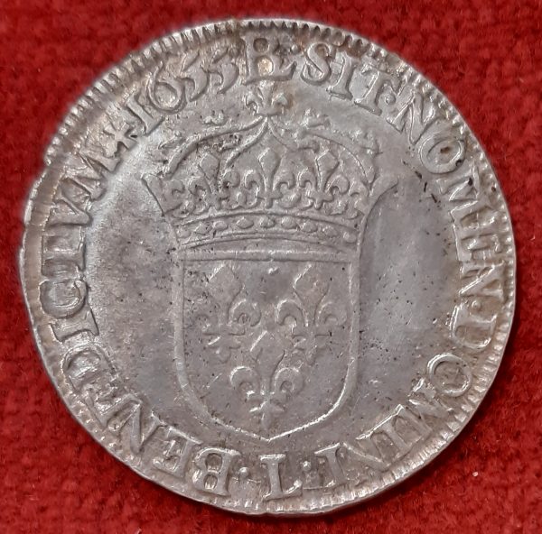 Louis XIIII. 1/2 écu Argent 1655 L. Bayonne.