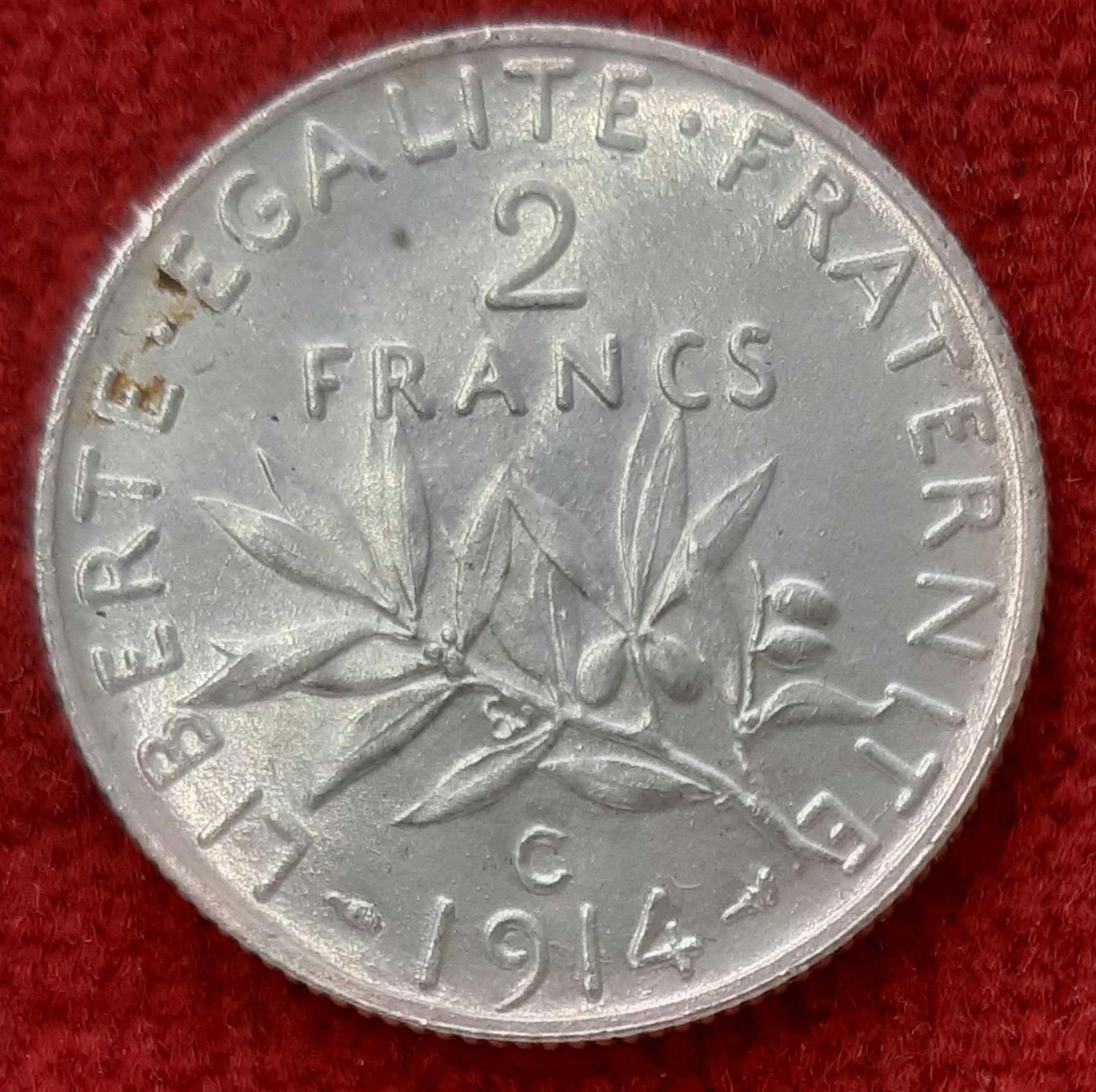2 Francs Argent Semeuse  1914 C.
