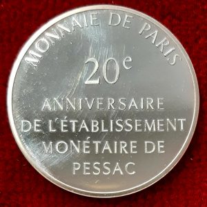 100 fr Argent ( Module de ) . 20 ème Anniversaire de Pessac. 1993.