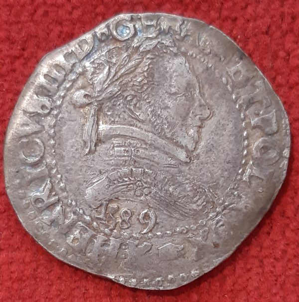 Henri III. 1/2 Franc Argent 1589 K. Bordeaux.