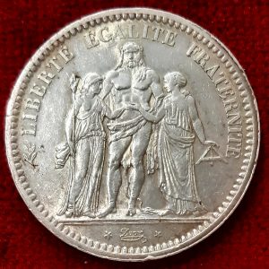 5 Francs Argent Hercule 1872 A. Paris.  Petites Etoiles.