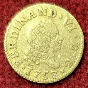 Espagne 1/2 Escudo Or Ferdinand VI. 1757 Madrid.
