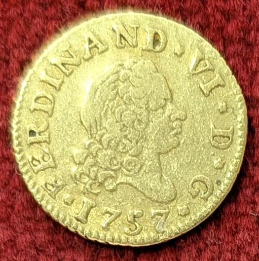 Espagne 1/2 Escudo Or Ferdinand VI. 1757 Madrid.