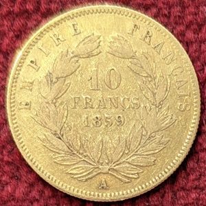 10 Francs Or Napoléon III. 1859 A. Paris.