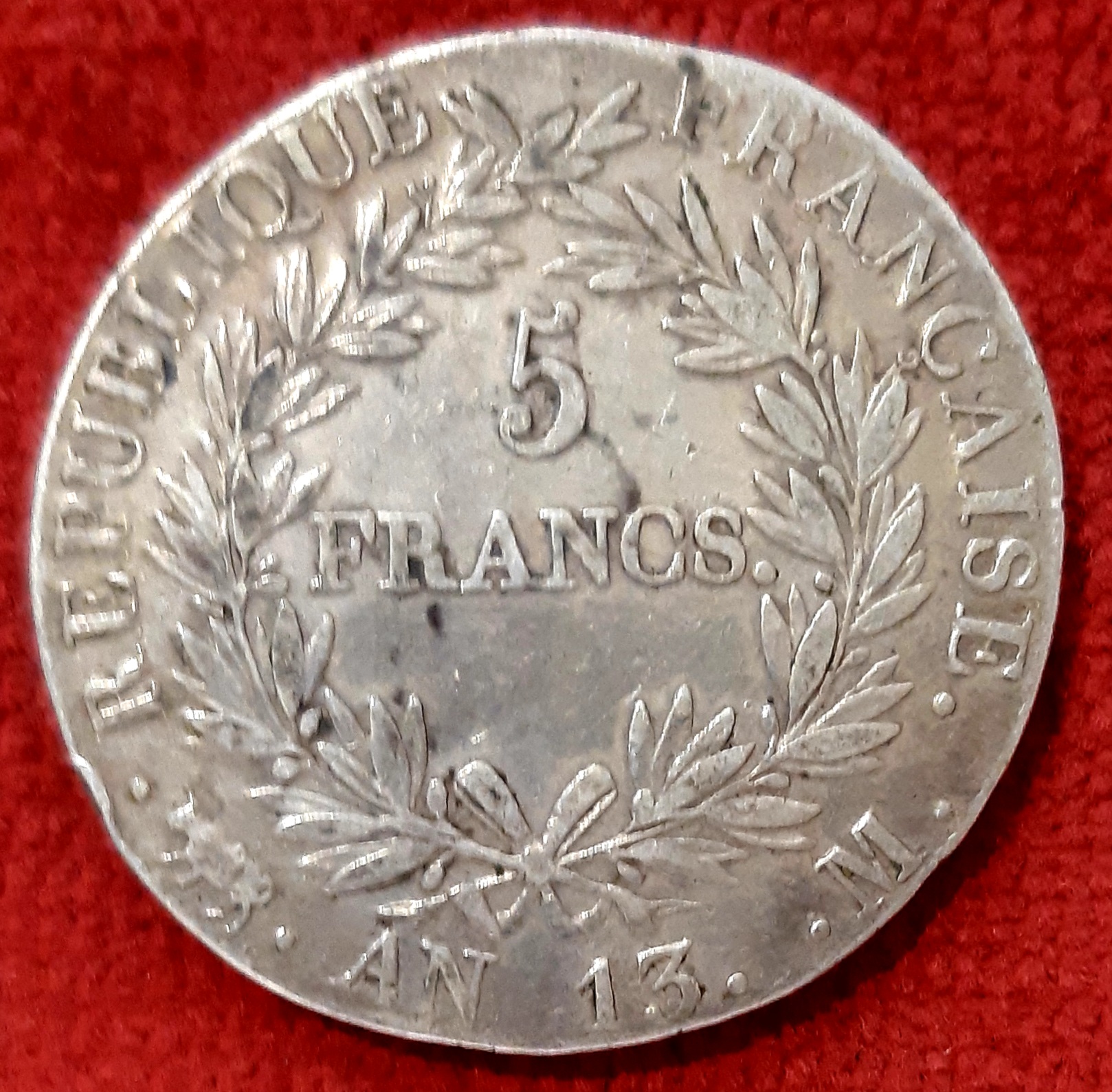 5 Francs Argent Napoléon 1 er Empereur An 13 M. Toulouse.