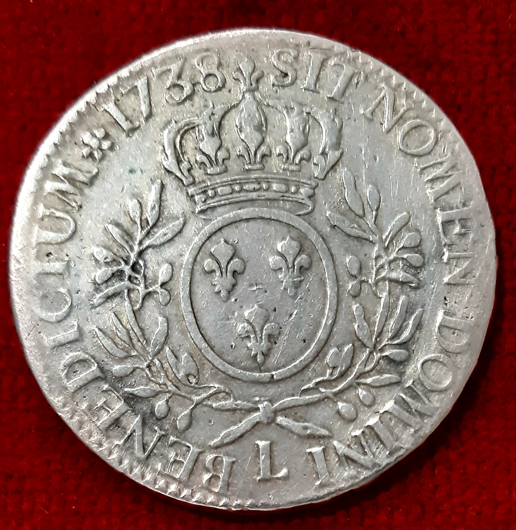Louis XV Ecu Argent 1738 L. Bayonne.