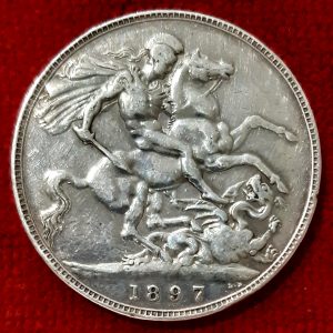 Grande Bretagne Victoria 1 Crown Argent 1897.