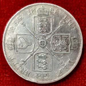 Grande Bretagne Victoria Double Florin Argent 1888.