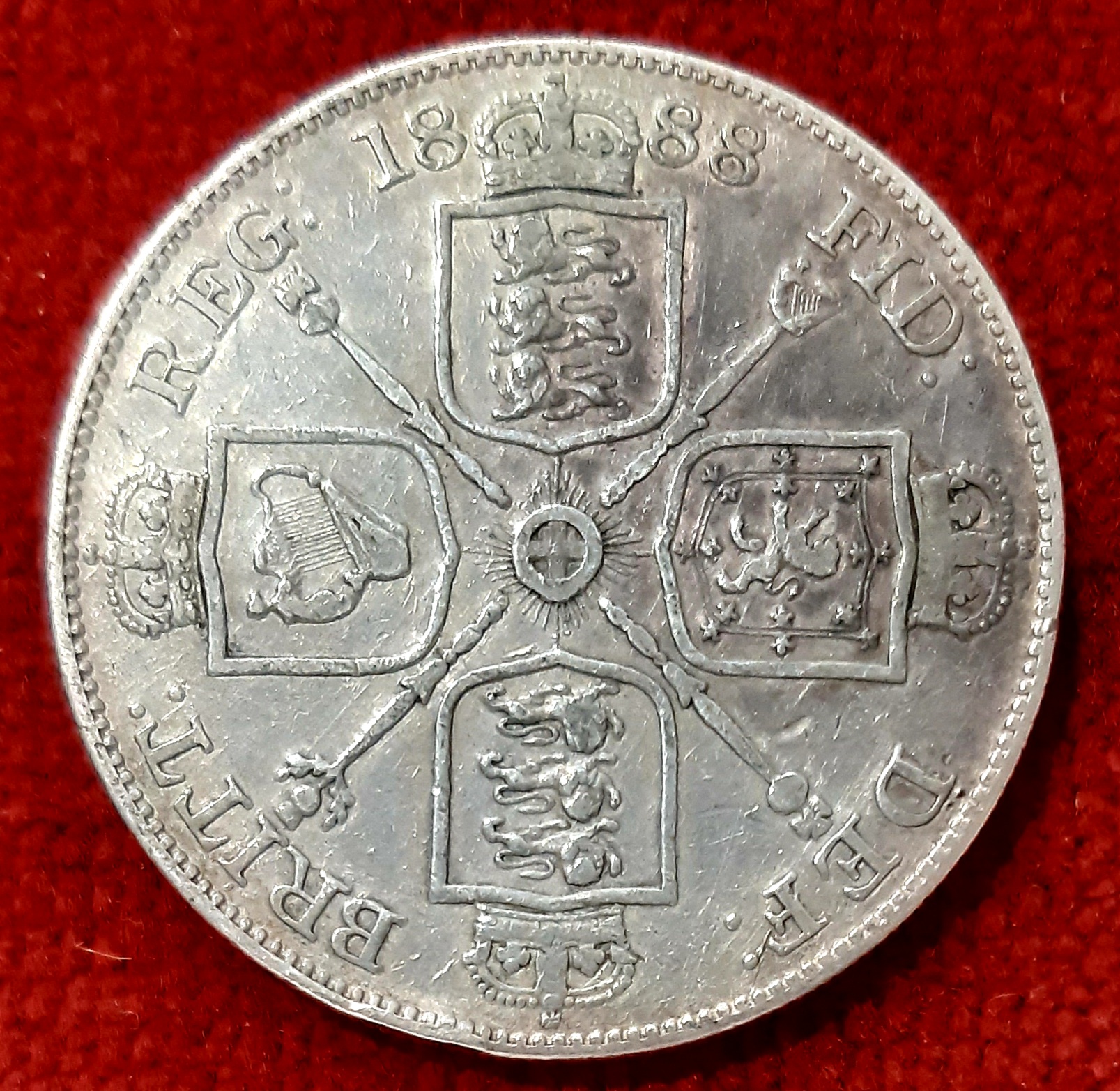 Grande Bretagne Victoria Double Florin Argent 1888.