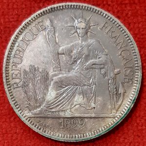 Indochine 1 Piastre Argent 1899.