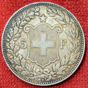 Suisse 5 Francs Argent 1908 B.  Berne.