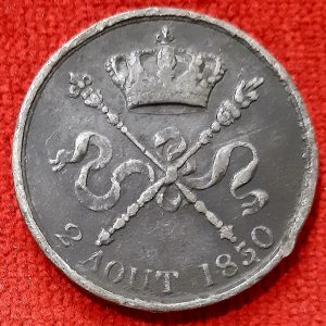 Essai  Henri V. Module 5 fr étain 1830.