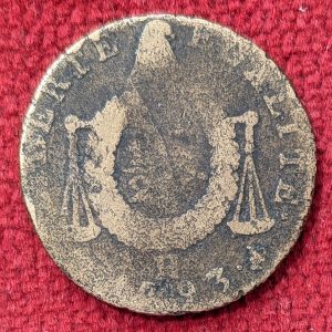 1/2 Sol à la balance 1793 H. La Rochelle.