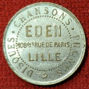 Jeton EDEN. Lille. Musique en Vogue. Disques / Chansons / Phones. Rare…