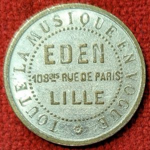 Jeton EDEN. Lille. Musique en Vogue. Disques / Chansons / Phones. Rare…