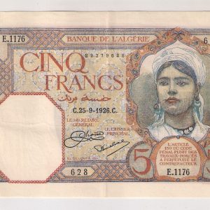 5 Francs Algérie 25.09.1926.
