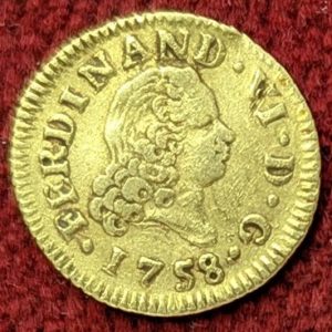 Espagne 1/2 Escudo Or Ferdinand VI. 1758 Madrid.