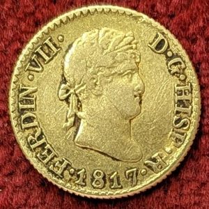 Espagne 1/2 Escudo Or Ferdinand VII. 1817 Madrid.