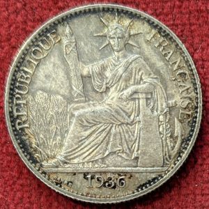 Indochine 50 Centimes Argent 1936.