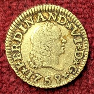 Espagne 1/2 Escudo Or Ferdinand VI. 1759. Séville.