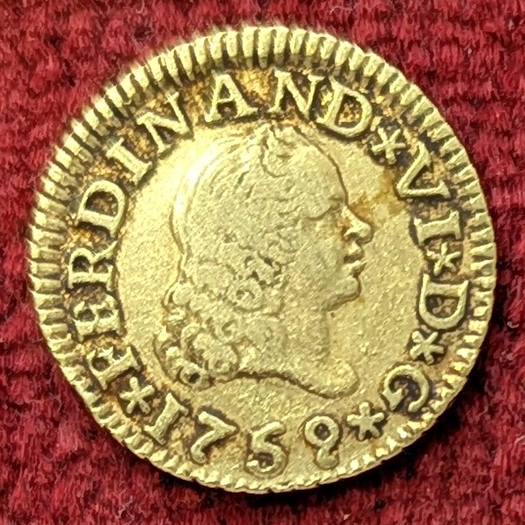 Espagne 1/2 Escudo Or Ferdinand VI. 1759. Séville.