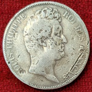 Louis Philippe 5 Francs Argent 1830 D. Lyon. Sans le I. Tranche en Creux.