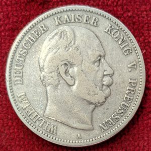 Allemagne 5 Mark Argent Guillaume 1er. 1874 A. Berlin.