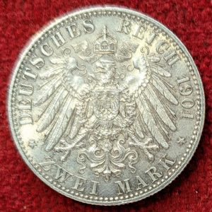 Allemagne 2 Mark Argent Guillaume II. 1901. Prusse. 200 ème Anniversaire.