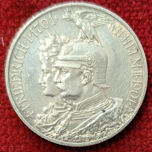 Allemagne 2 Mark Argent Guillaume II. 1901. Prusse. 200 ème Anniversaire.