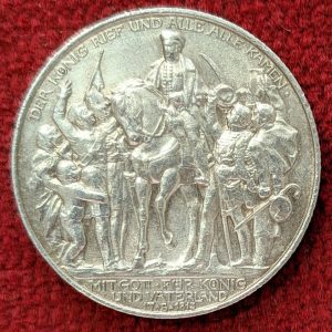 Allemagne 2 Mark Argent 1913. 100 ème Anniversaire Défaite Napoléon.