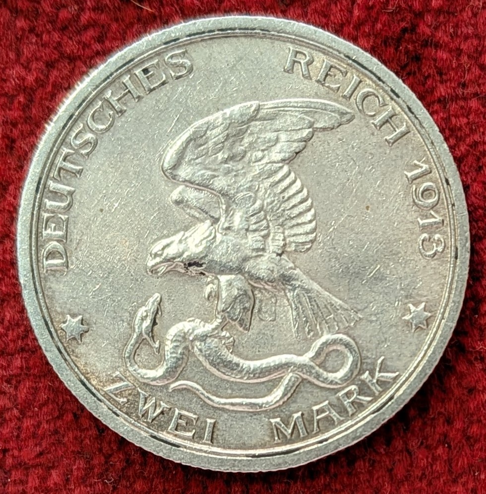 Allemagne 2 Mark Argent 1913. 100 ème Anniversaire Défaite Napoléon.