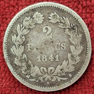 Louis Philippe 2 Francs Argent 1841 B. Rouen.