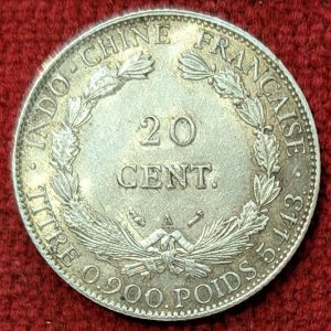 Indochine 20 Centimes Argent 1885.